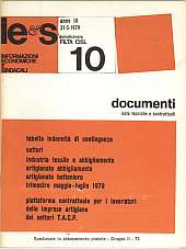 Informazioni Economiche e Sindacali n.10 - anno IX, 31 maggio 1979 Documenti note tecniche e contrattuali