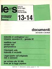 Informazioni Economiche e Sindacali n.13-14 - anno XI, 15 novembre 1981 Documenti note tecniche e contrattuali