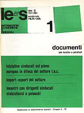 Informazioni Economiche e Sindacali n.01 - anno XI, 15 gennaio 1981 Documenti note tecniche e contrattuali