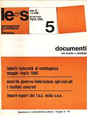 Informazioni Economiche e Sindacali n.05 - anno IX, 1 maggio 1980 Documenti note tecniche e contrattuali